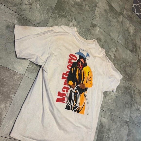 Marlboro White Tee with Cowboy Print